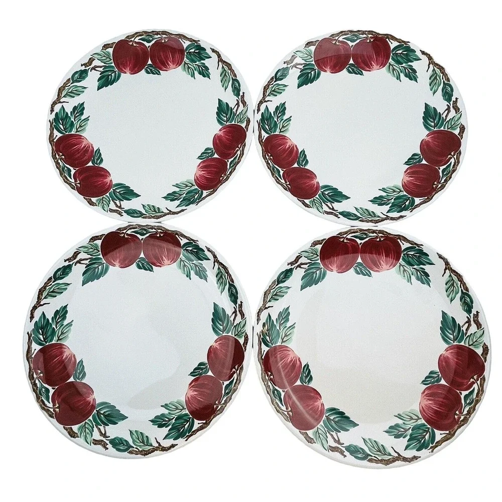 Nancy Calhoun Bella Roma 4 Dinner Plate Lot Apples 10 3/4